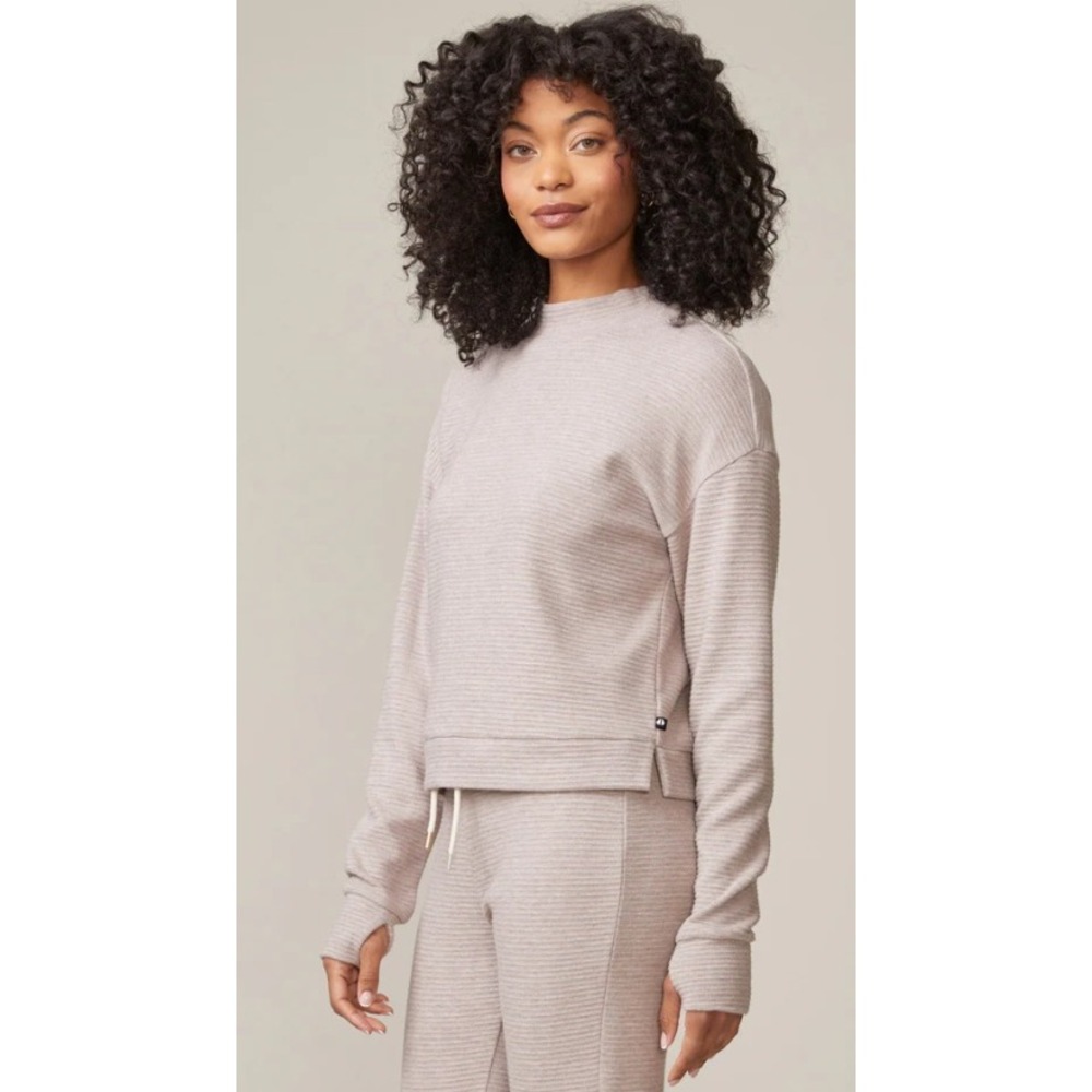Thrive Société Knit Ottoman Pullover- Mushroom Heather- XS - Picture 2 of 2